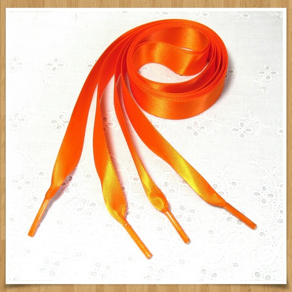 Satin Shoelaces Orange 46" Long - Picture 1 of 4